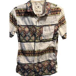 On the Byas Men's M Western Tribal Long Sleeve Button Down Cotton Shirt